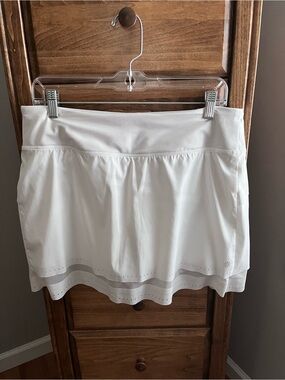 Athleta White Athletic Skort with Subtle Perforated Hem